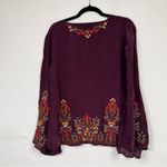 Sundance Purple Silk Embroidered Boho Bell Sleeve Blouse Womens S Peasant Shirt Photo 9
