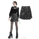 DARK IN LOVE Dolls Kill Mini Plaid Skirt KILT GOTH WHIMSY STARS Small S Black Photo 1