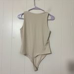 House of Harlow 1960 Beige Ribbed Thong Bodysuit Sleeveless Neutral Size S Tan Photo 2