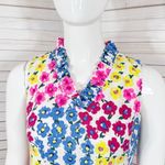 Talbots ‎ Petite Floral Eyelet Ruffle Trim Neck Sleeveless Dress White Multi 2P Photo 6