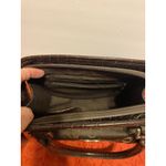 Faux Alligator & Fabric Handbag, Embossed Hearts Brown w/ Silver Heart Accents Photo 3