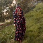 Christy Dawn The River Dress in Night Poppy Black Red Floral Maxi Dress sz XS/S Photo 3