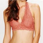Free People  Intimately FP Galloon  Lace Halter Bralette in Rusty Red Size L Photo 1