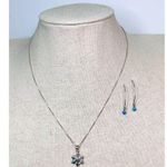 Silver 925 Simulated Fire Opal Snowflake 18" Necklace + Drop Earring Set Jewelry Silver Photo 1
