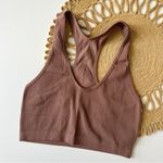Suzette Collection  Brown Ribbed Sports Bra & Shorts Set Photo 4