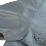 Vintage Kathy Che Size 10 Button Up Satin Blouse Dark Blue Embroidered Lace Photo 9