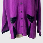 Storybook Knits New Treasures Purple Beaded Velvet Cardigan 3X Bow Buttons Glam Photo 2