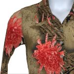 Alberto Makali Vintage  Y2K Crinkle Abstract Sequin Blouse Brown Pink Small NWOT Photo 2