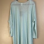 Lane Collection Tunic Sweater Sz 1X Linen/Rayon Blend Embroidered Floral Patch Green Photo 3