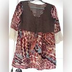 Buckle  BKE Boutique Small Printed Lace Blouse Casual Chiffon Multicolor Eclectic Photo 2