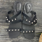Marc Fisher Black & Silver Strappy Flat Sandal Shoes 9.5 Photo 4