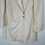 ZARA NWOT Linen Blend Blazer Dress Sz Large Pleated Button Wrap Photo 7