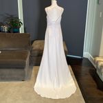 Women’s White Wedding Dress Leg Slit Silver Beading Corset Back Size 2 NEW White Photo 5