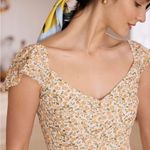 RIHOAS The Yellow V Neck Floral Slit Midi Dress Size L Photo 3