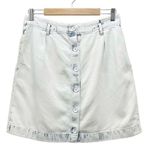 Anthropologie Cloth & Stone Button Front Mini Skirt Bleached Blue Size Medium Photo 0