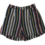 Color of Heat Striped Boho Festival Mini Skirt Elastic Waist Black Size M Photo 0