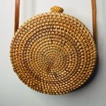 NWT Hand Woven Guatemalan Rattan Tan Wicker Straw Basket Beach Crossbody Purse Photo 8