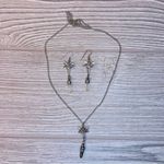 Fairy crystal earring & necklace set silver tone whimsical black & clear crystal Photo 2