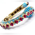 Kenneth Jay Lane KJL Faux‎ Ruby & Turquoise Snake Bangle Bracelet New Photo 1