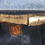 Lemon Grass Leaves Embroidered Jean Dress, Blue, 8 Photo 6