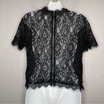 ZARA  TRAFALUC Top Womens Size Medium Colorful Embroidered Black Lace Maximalist Photo 6