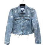 Pistola Brando White Star Cropped Denim Jacket White Zodiac Embroidered Small Photo 0