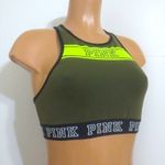 PINK - Victoria's Secret PINK Victoria’s Secret Olive Green Logo Reverse Racerback Bra Top Photo 3