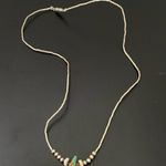 Vintage Unsigned Southwestern Silver & Turquoise Tube Beads 15” Necklace 4g Photo 3