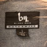 Blanc Noir Women’s L fluffy Faux‎ Fur Trim Denim Jacket Jean Button Down Blue Size L Photo 2