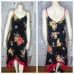 Lulu’s Go Fleur a Twirl Black Floral Print Handkerchief Midi Dress Size Large Black Photo 3