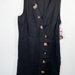 Vince Camuto  Womens Linen Dress Size 12 Black Button Front Sleeveless NWT Photo 8