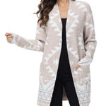 Frye NWT  Ladies' Patterned Cardigan Sweater Oatmeal Combo M Photo 0