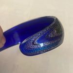 Womens Acrylic Cuff Bracelet Cobalt Blue Multicolor Sparkle 8” Photo 4