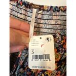 Free People  NWT Show Me Love Navy Floral Puff Sleeve Romper Sz Small Linen Blend Photo 5