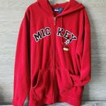 Disney  Vtg 90s Red Long Sleeve Mickey Full Zip Fleece Drawstring Hoodie Size 3X Photo 0