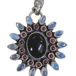 Sterling Silver 925  Heavy Gemstone Statement Heavy Thick Pendant Photo 0