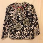 Chico's ⭐️ Vintage Black Pink Floral Corduroy Embroidered Open Jacket Blazer Photo 0
