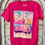 Hot Pink Acid Wash Barbie Dream Car Graphic Tee Photo 0