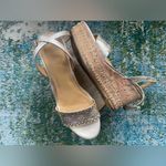 Jack Rogers gold embroidered ankle wrap espadrille wedge sandals, size 9.5M Photo 2