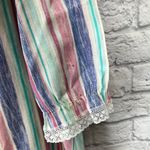 Vintage Improved Living Striped Robe House Coat Size L Ruffle Lace Button Pink Size L Photo 6