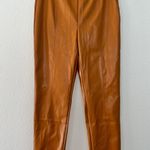 HAVE Los Angelos Brown Faux Leather High Waisted Front Slit Side Zip Pants Size L Photo 0