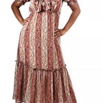 Anthropologie Moon River XS  Maxi Dress  Ruffle V Neck Short‎ Sleeve Boho Chic Photo 0