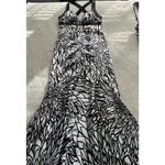 Morgan & Co Black White Halter Mermaid Gown Criss Cross Back Special Occassion S Photo 6