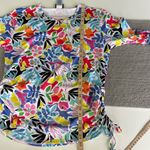 Caribbean Joe  Rainbow Multi Color Graphic Print Rusch Side Rash Guard Coverup M Photo 4