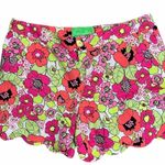Cappagallo Floral Scalloped Hem Shorts 8 Pink Green Yellow Photo 0