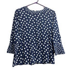 Boden Althea Flare Cuff Polk a Dot Top Size 8 Blue Photo 0
