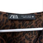 ZARA  Brown Animal Print Long Sleeve Dress,size S oversized, 100% Polyester Photo 1