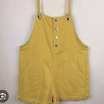 Blue Blush Mustard Button Overalls with Tie Straps Medium Photo 0