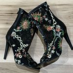 Cape Robbin  Black Mesh Floral Embroidered Open Toed Booties Women’s 9 Photo 1