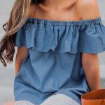 Velvet Heart Off The Shoulder Denim Shirt  Photo 0